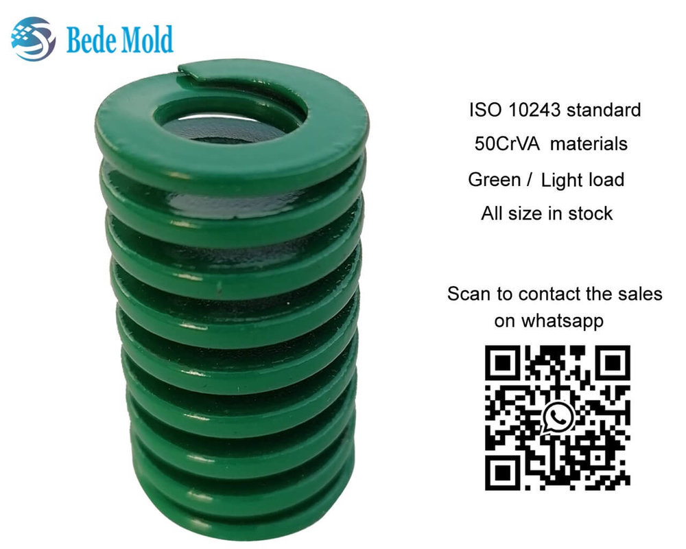 ISO 10243 Standard Light Load Mould Springs Green Color 50CrVA Materials OD10~63mm